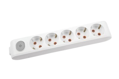 Bloc 5 prize cu impamintare si buton de pornire/ oprire Multi- Let Viko by Panasonic. Alb